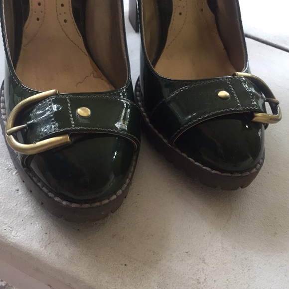 Green patent leather chunky heels - Picture 2 of 5